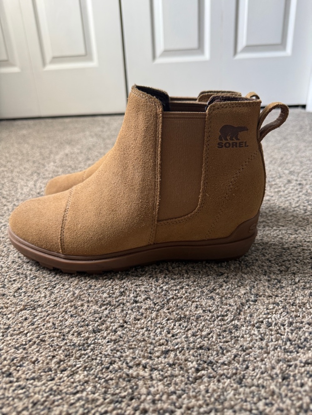 Sorel Tan Suede Chelsea Ankle Boots
